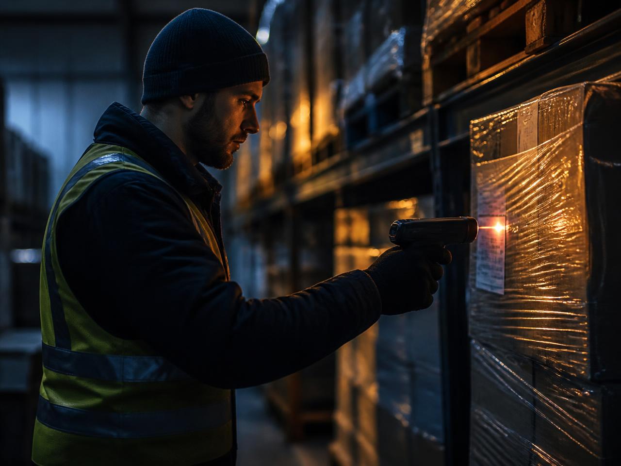 Warehouse operator scanning a cargo label at a CargoVio hub